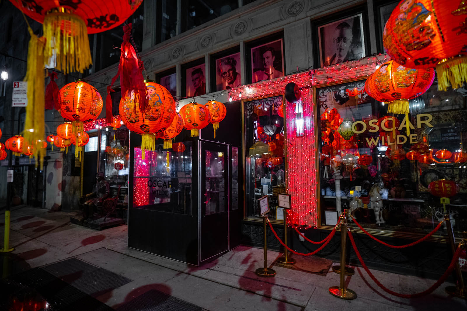 Exterior of Oscar Wilde Victorian Restaurant in NYC during Lunar New Year