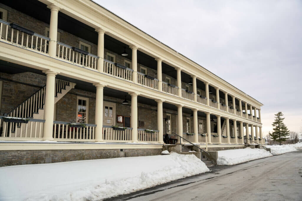 Exterior of Valcour Brewings historic building in Plattsburgh New York