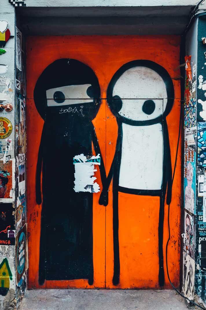 Famous street art by Stik in Shoreditch London East End