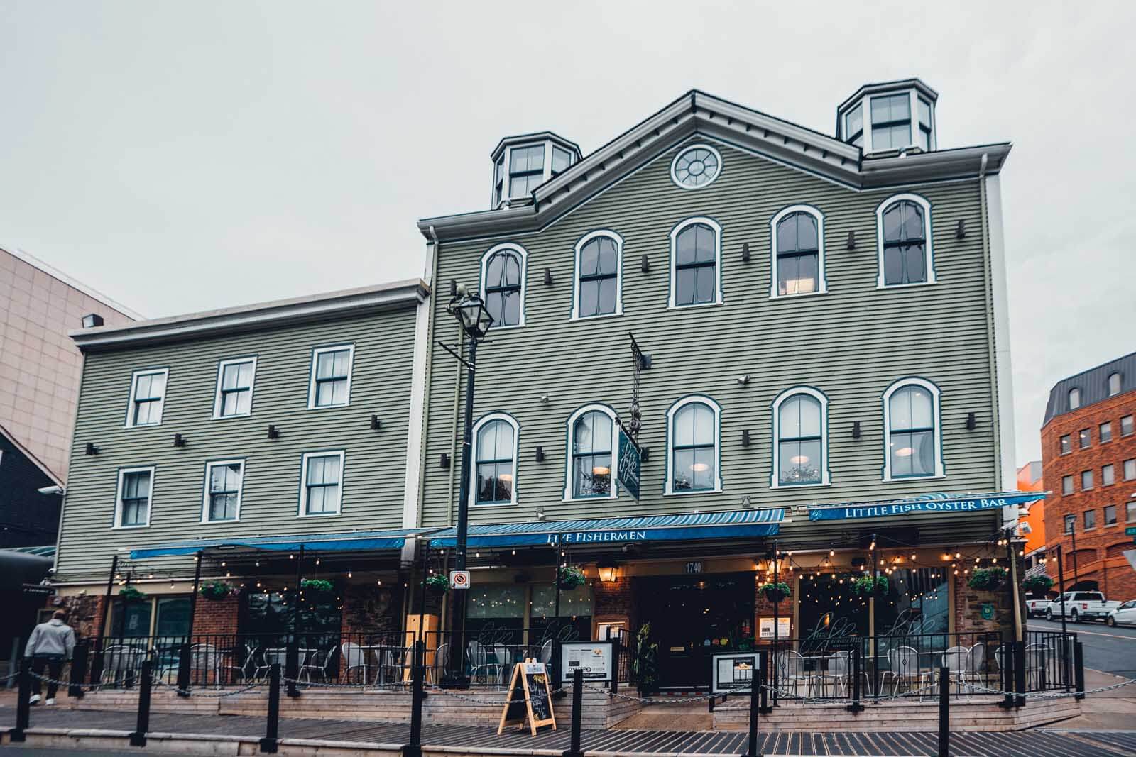 the exterior of the Five Fishermen Restaurant in Halifax Nova Scotia