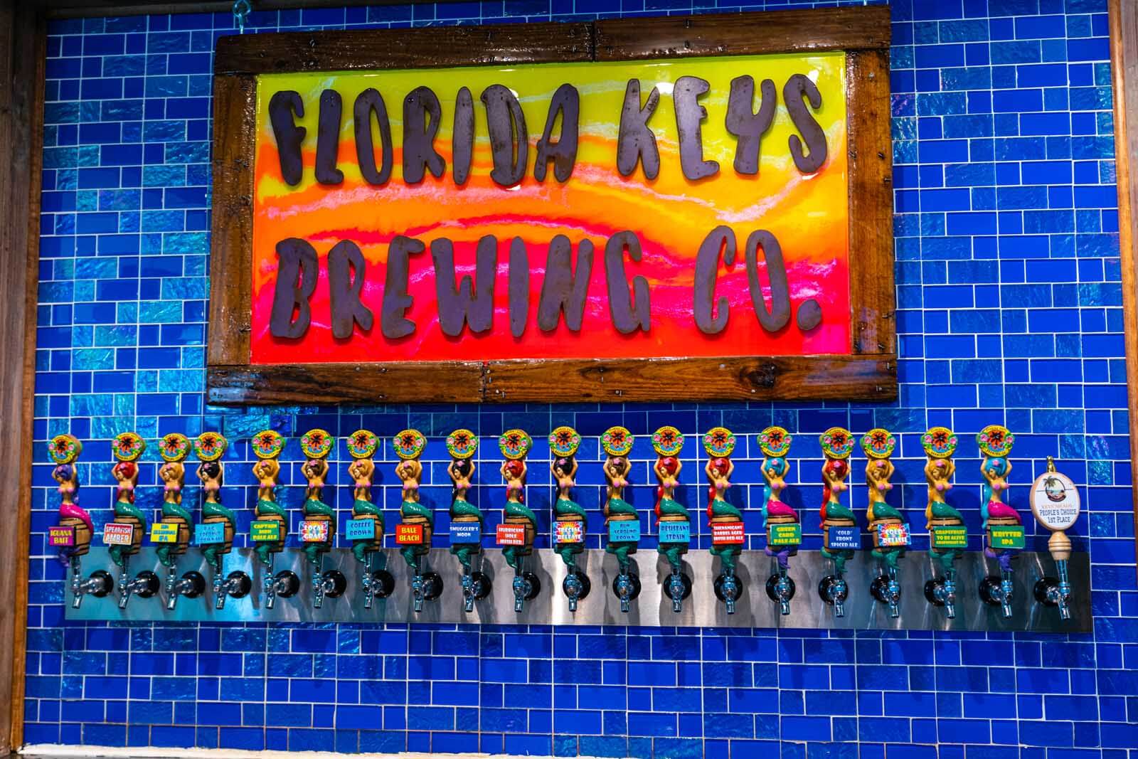 Florida Keys Brewing Company tap selection in Islamorada Florida