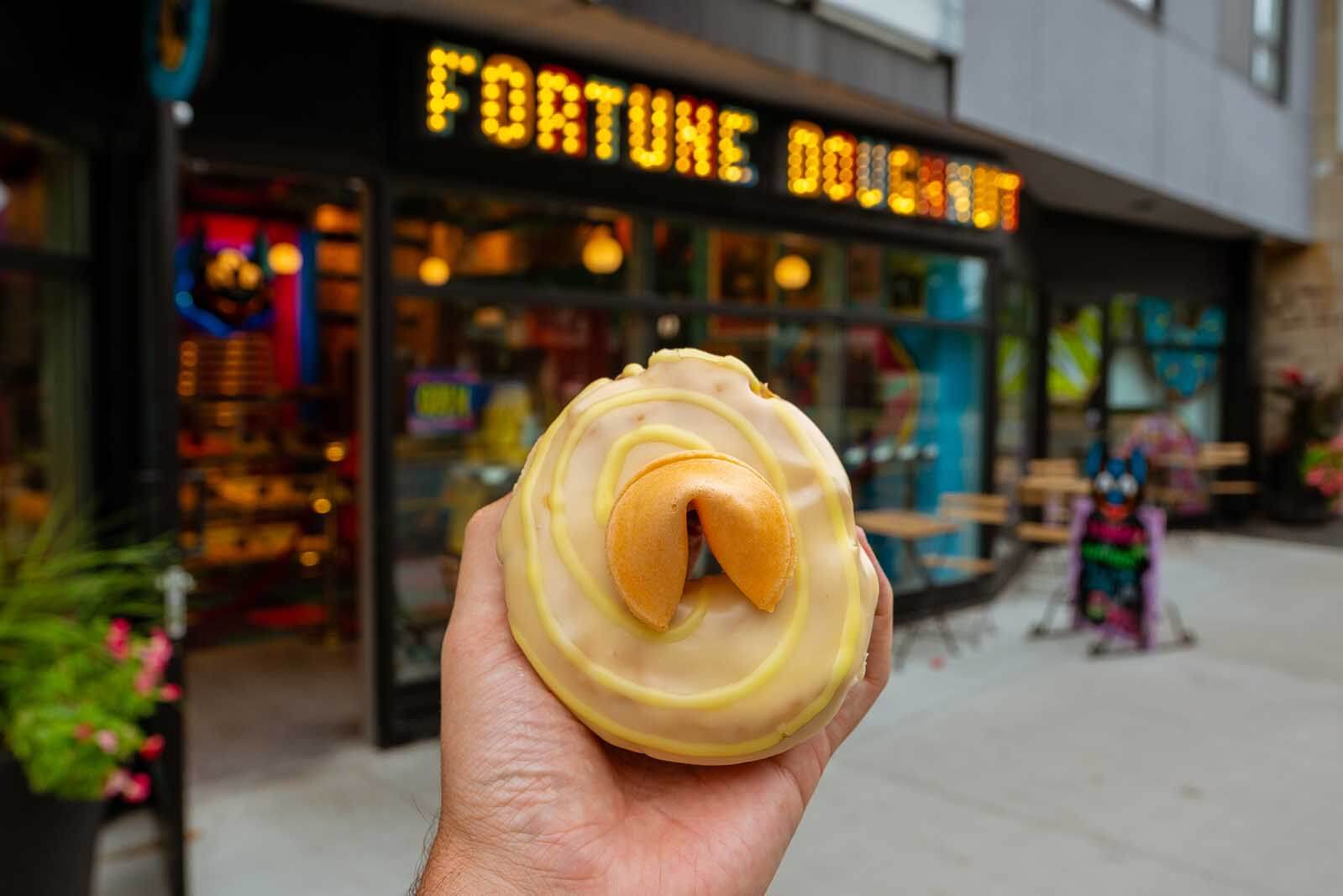 Fortune cookie donut at Fortune Doughnut in Halifax