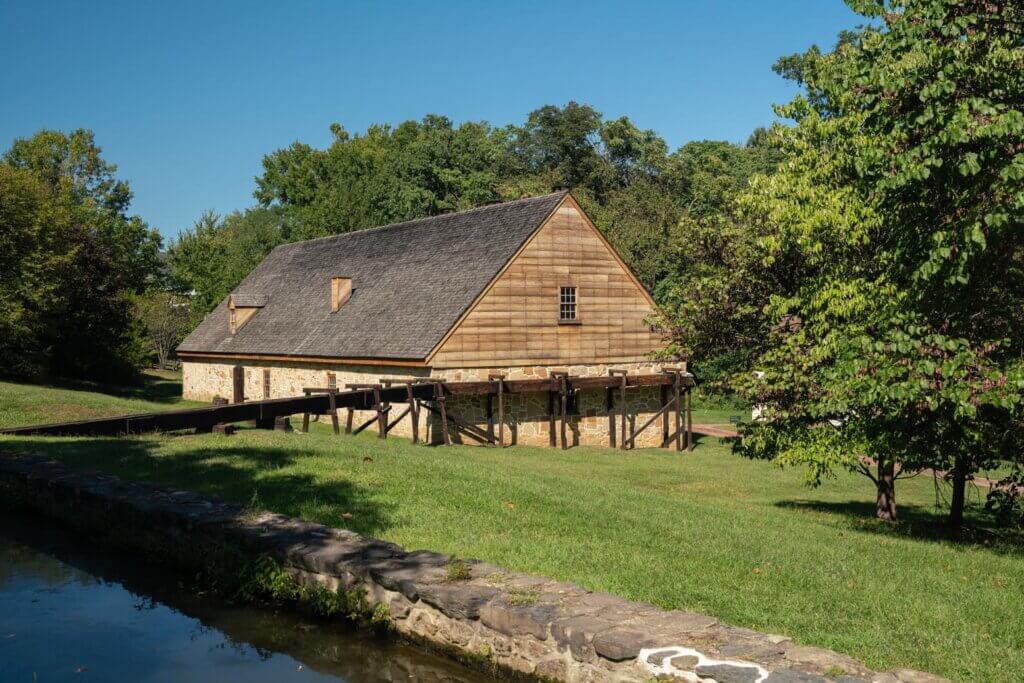 George Washington's Distillery and Gristmill tour at Mount Vernon in Fairfax County Virginia.