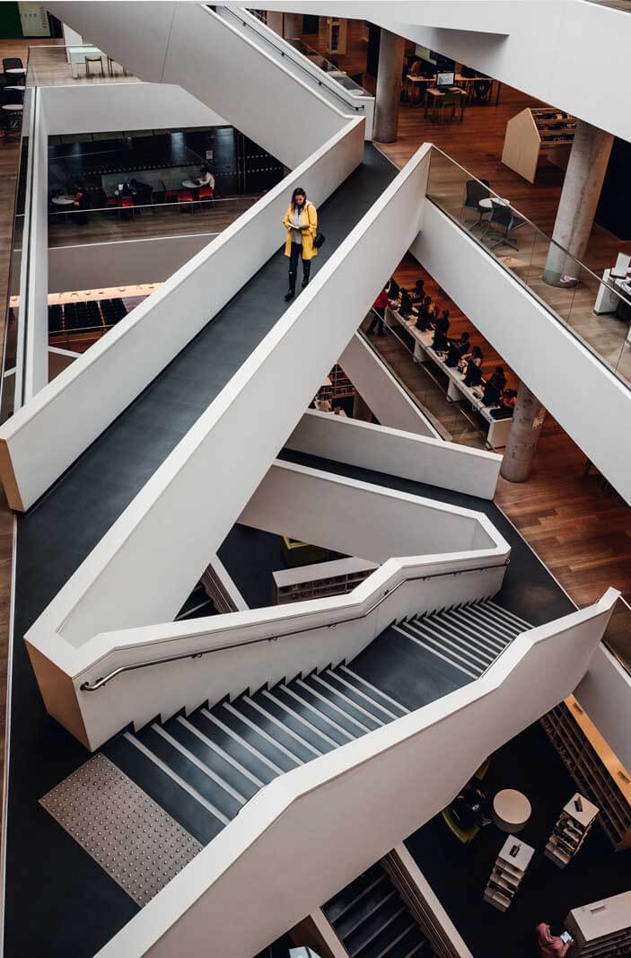 the staircase inside Halifax Central Library