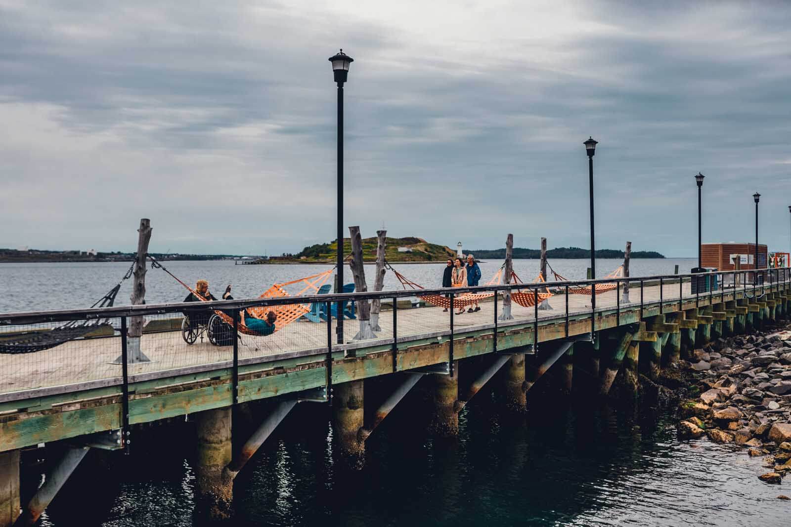 hammocks along the Halifax waterfront boardwalk