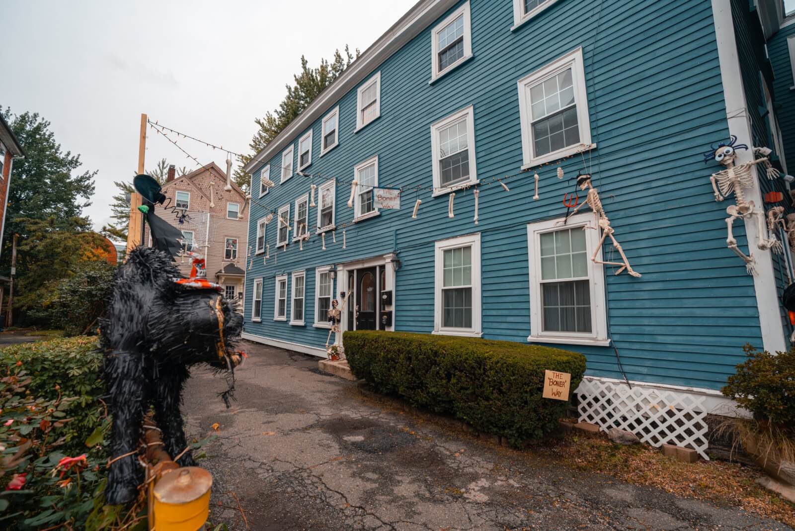 Halloween decorations around Salem in October