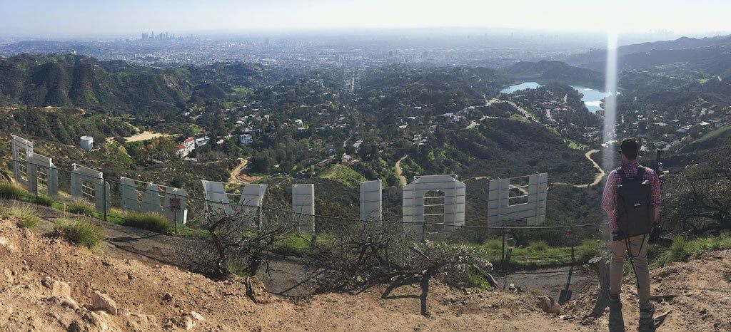 Hollywood sign from behind