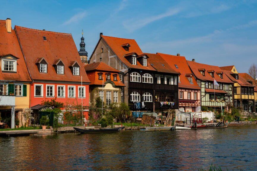 the half timbered homes along the canal known as Little Venice in Bamberg Germany