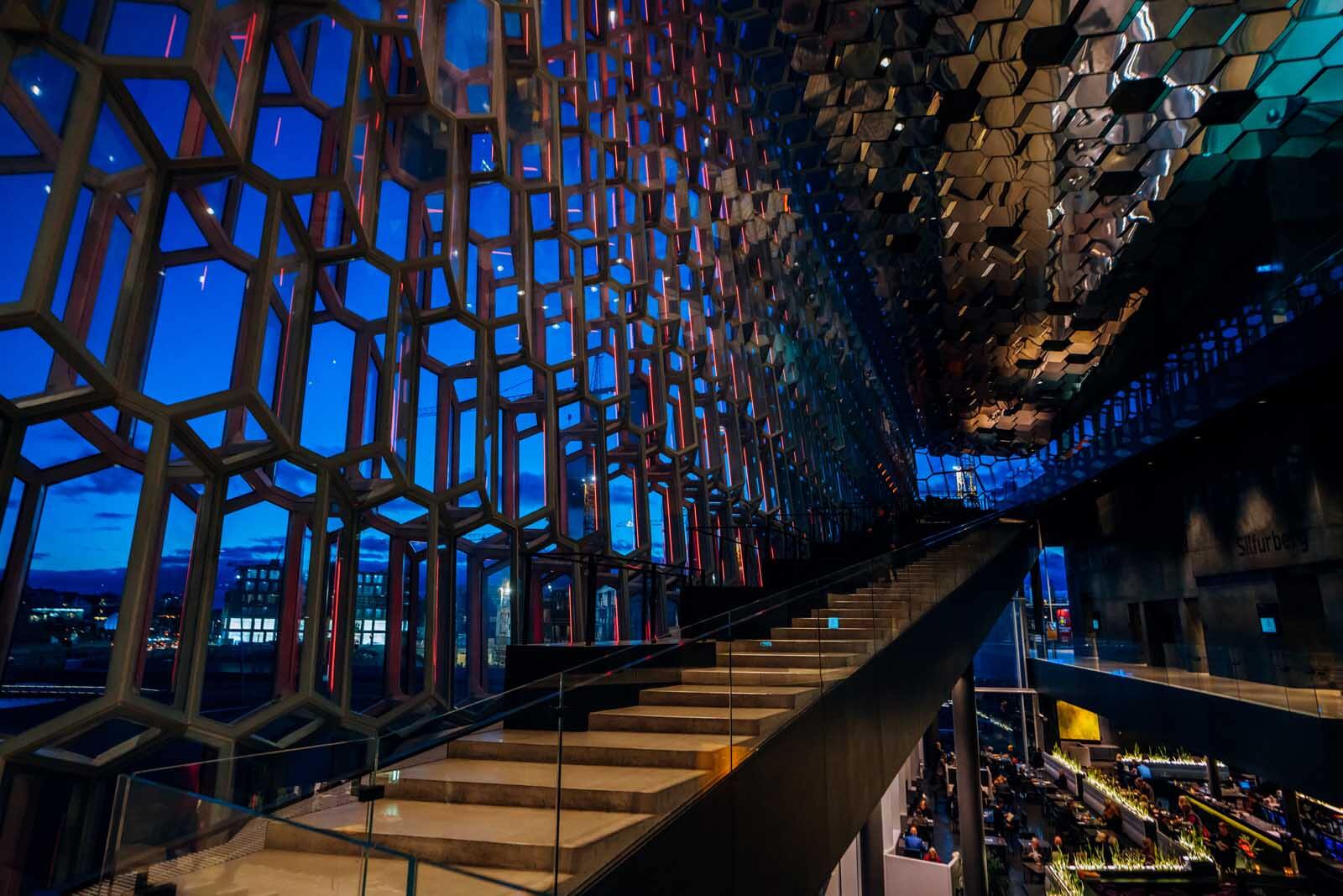 interior of Harpa Concert Hall in Reykjavik