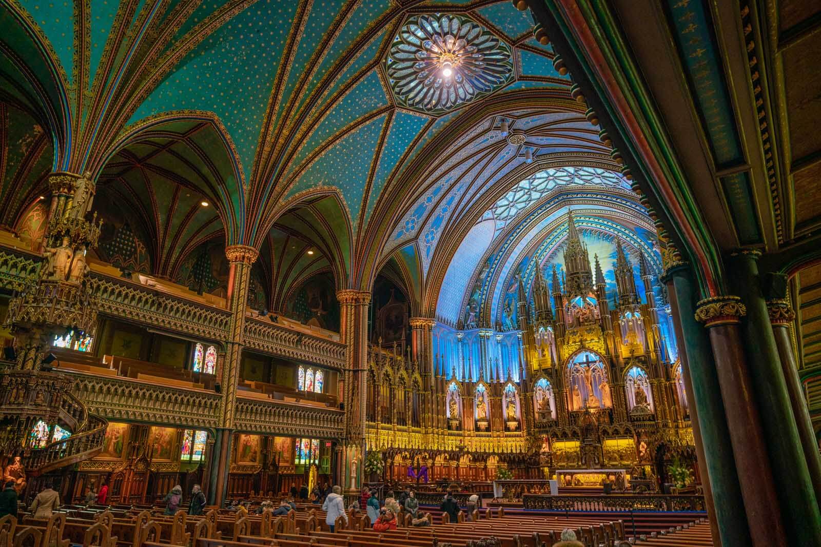 Inside Notre Dame Basilica in Montreal