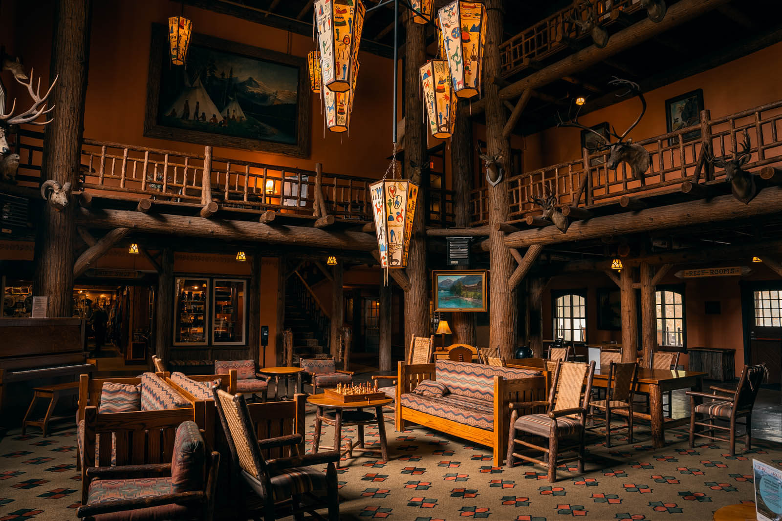 Interior of Lake McDonald Lodge in Glacier National Park