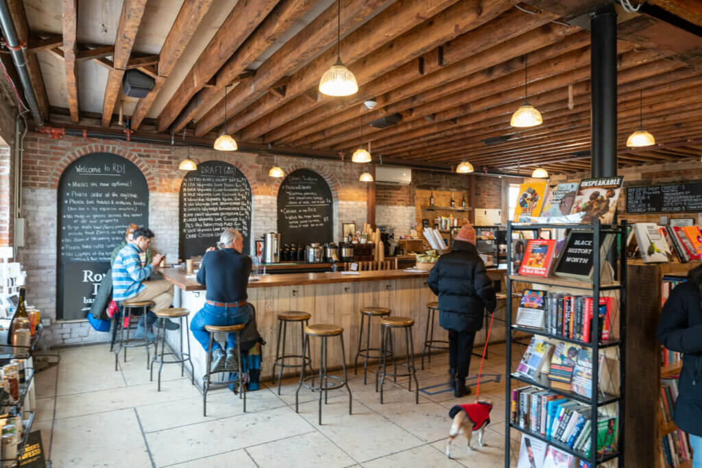 Interior of Rough Draft Bar and Books in Kingston New York