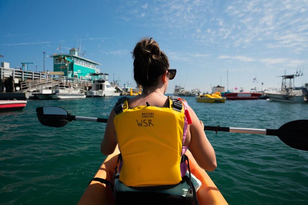 Kayaking around Catalina Island harbor in California