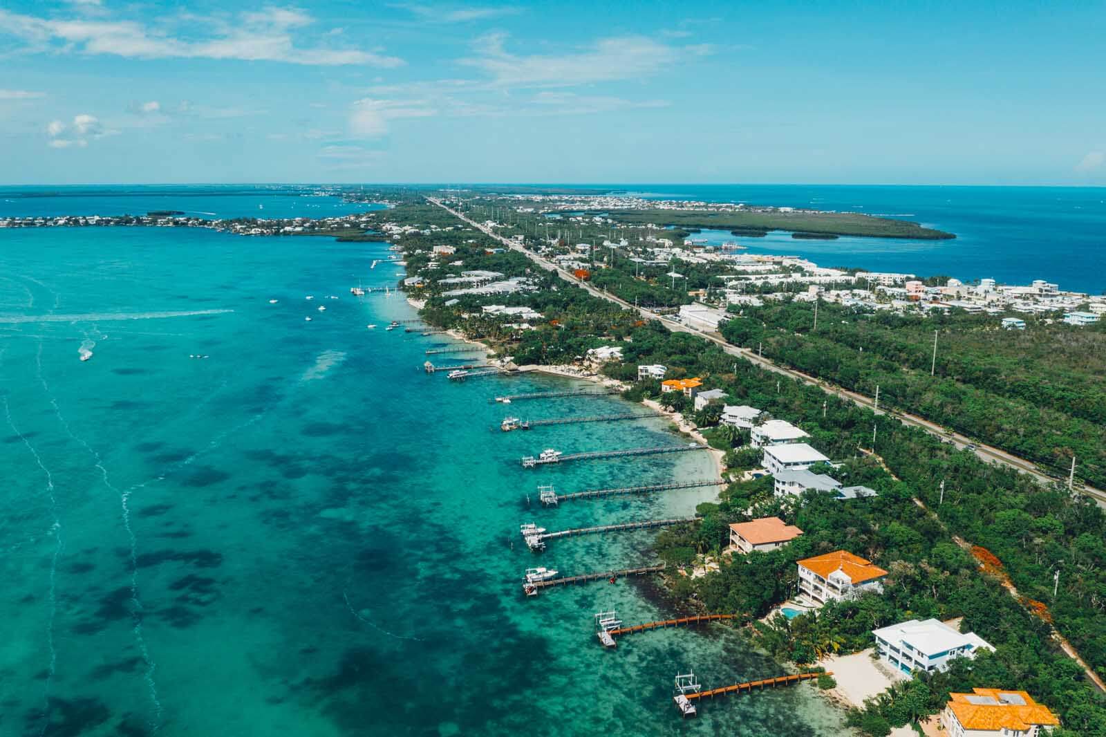 Key Largo from above taken along our Florida Keys road trip