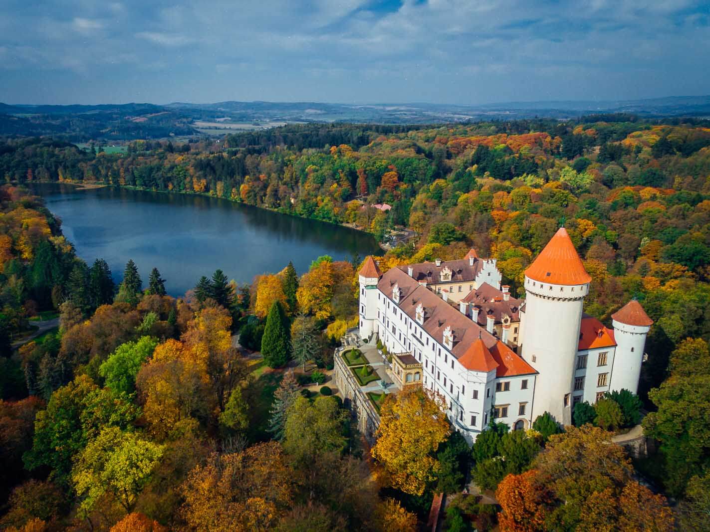 Aerial view of Konopiste Chateau in Central Bohemia Czech Republic