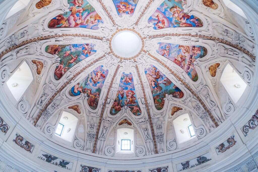 Details inside the rotunda of the castle gardens of Kromeriz Czech Republic