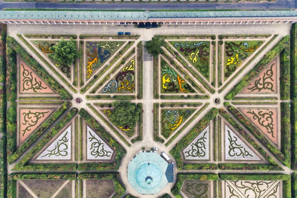 Kromeriz Gardens from a birds eye view drone photo