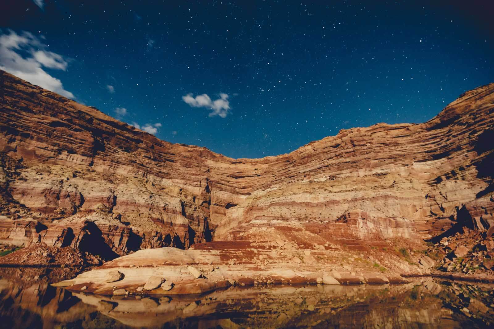 Night view at Lake Powell in Utah