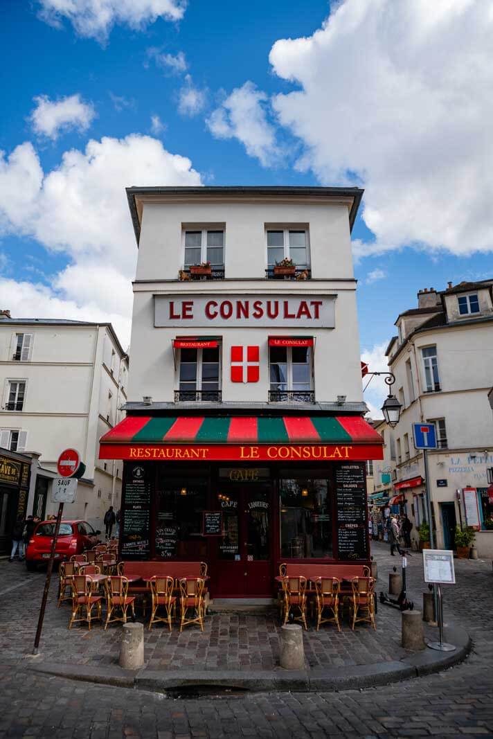 an empty Le Consulat Cafe in Montmartre