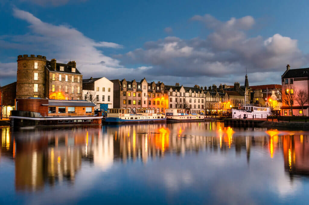 Leith-at-night-in-Edinburgh-Scotland