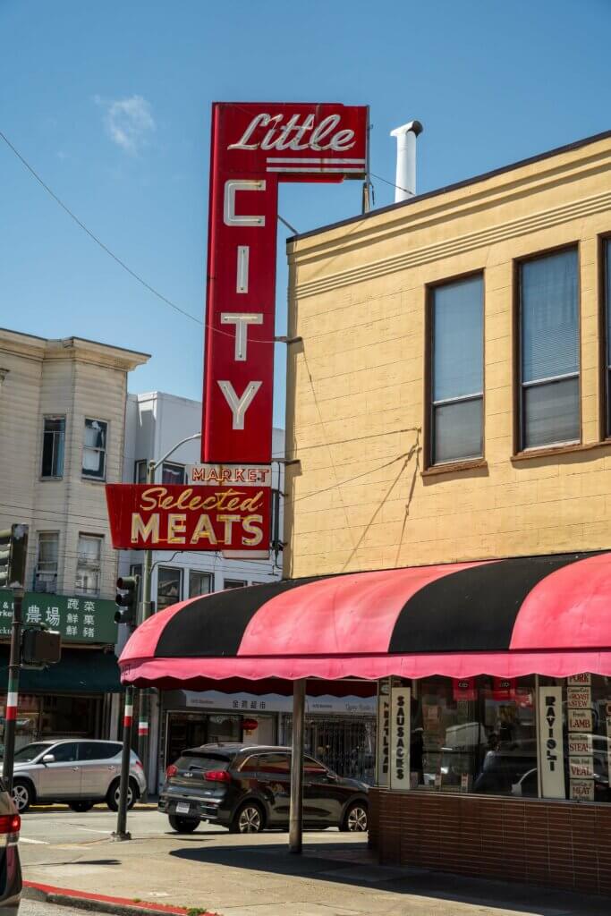 Little Italy vintage sign in North Beach San Francisco California