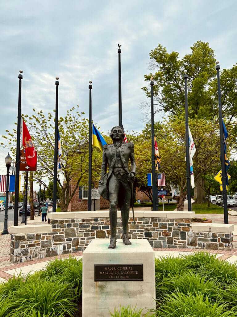 Marquis-Lafayette-statue-in-historic-Havre-de-Grace-Maryland