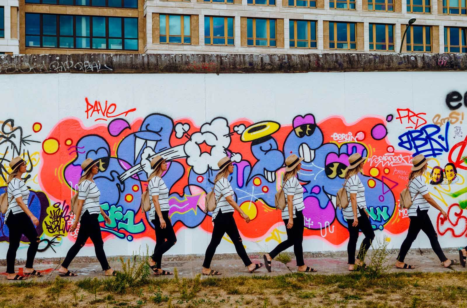 Megan Walking along the East Side Gallery in Friedrichshain Berlin