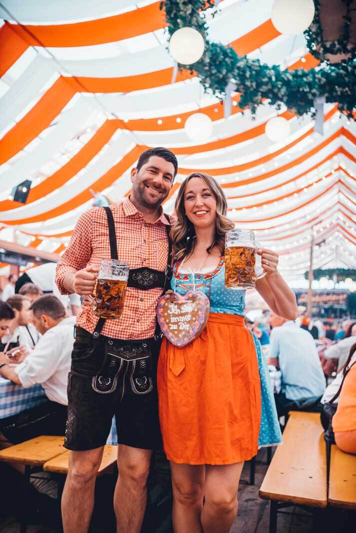 Megan and Scott and Würzburg Germany's beer festival the spring volksfest