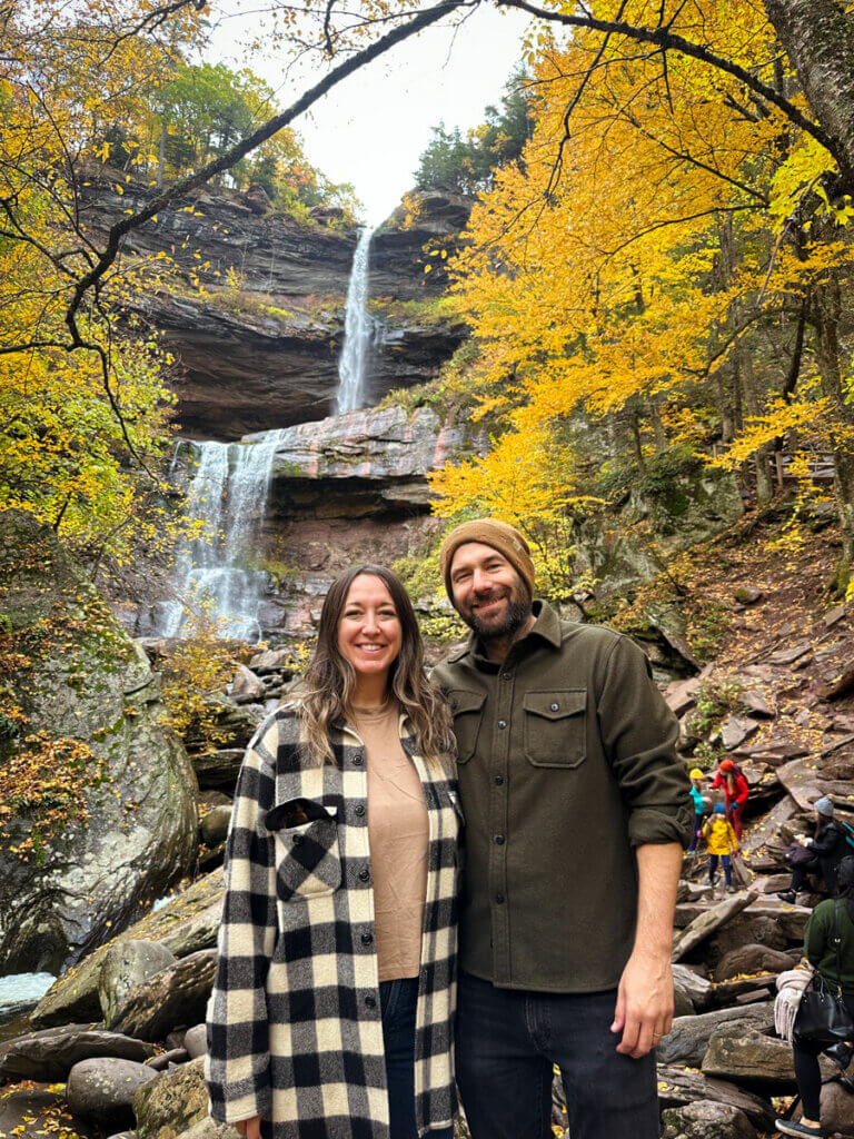 Megan-and-Scott-at-Kaaterskill-Falls-hike-in-the-Catskills-New-York-in-the-fall