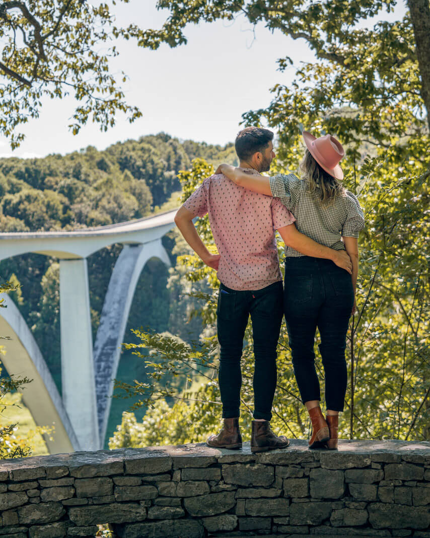 Megan and Scott at Natchez Trace Parkway Bridge near Franklin Tennessee