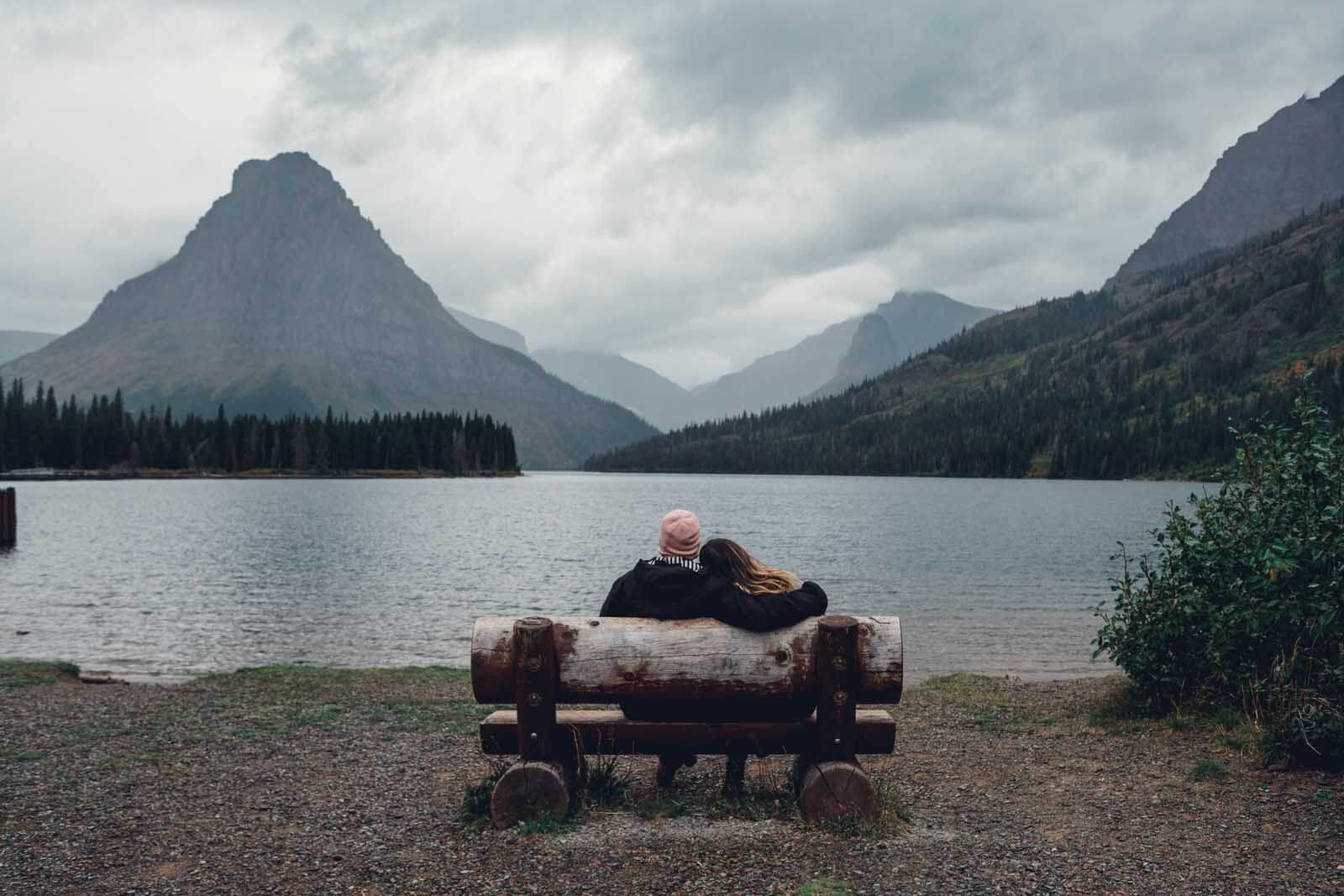 Megan and Scott enjoying the amazing view at Two Medicine in Glacier National Park in Montana