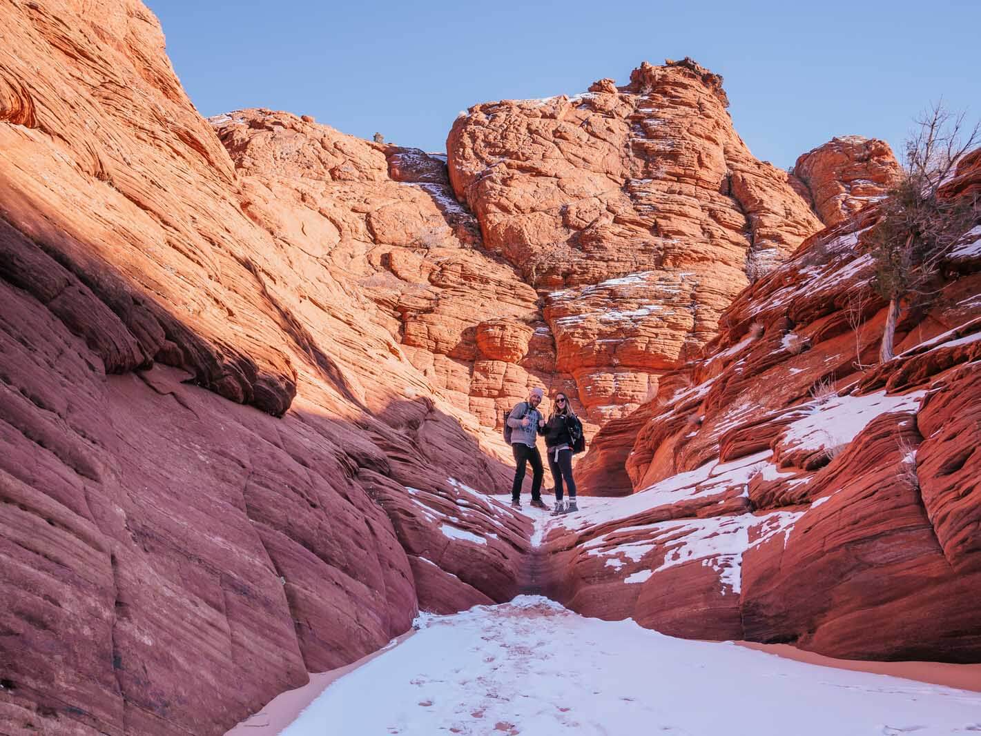 Megan and Scott posing for a hike near Kanab Utah 