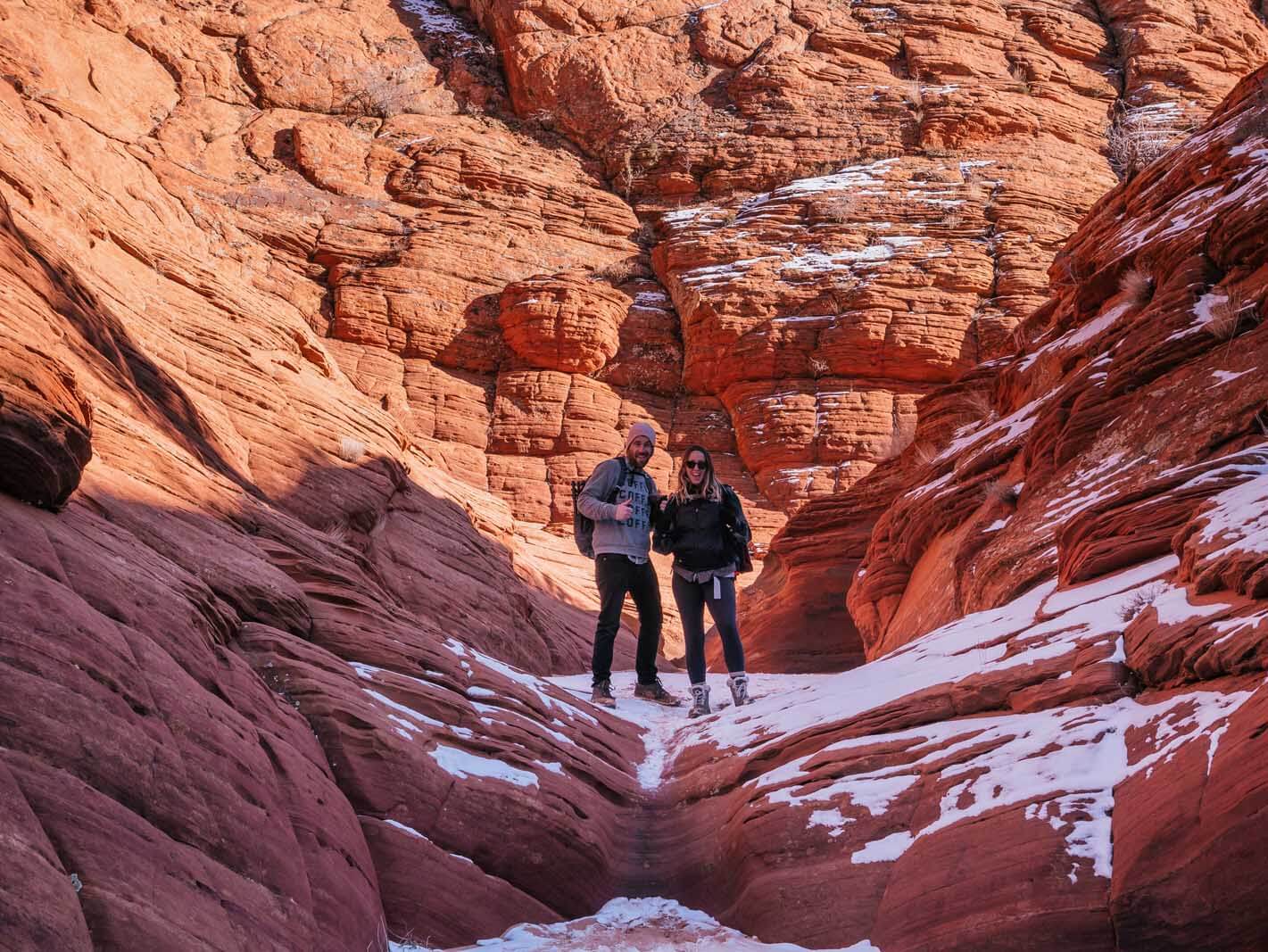 Megan and Scott taking a break from a hike in Coyote Buttes near Kanab Utah