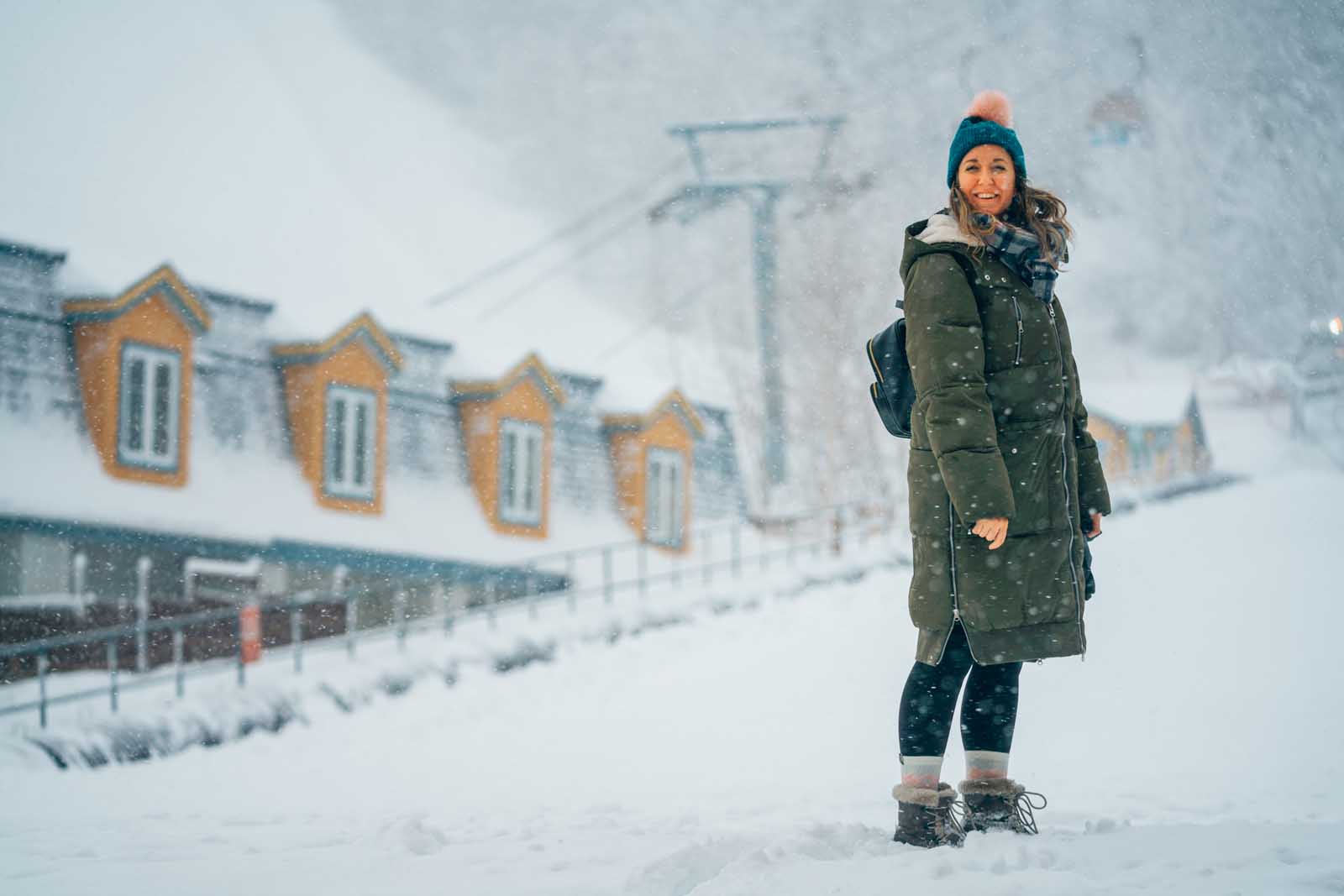 Megan at Mont Tremblant in a snow storm