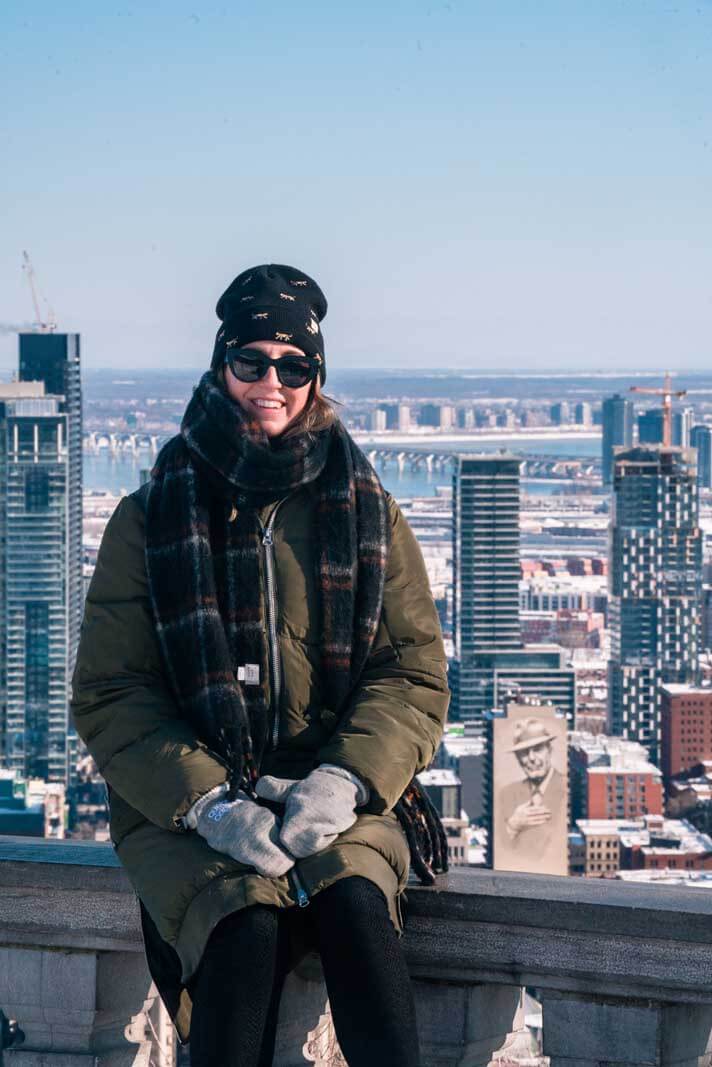 Megan enjoying the view of Montreal from Mont Royal