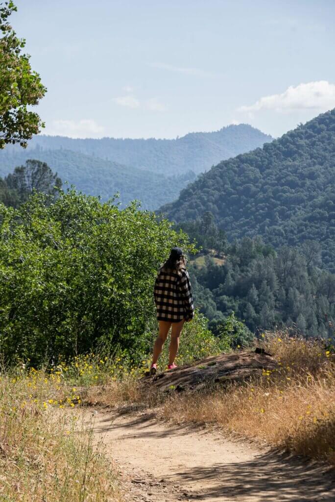 Megan enjoying the view on the West Side Trail in Tuolumne, California