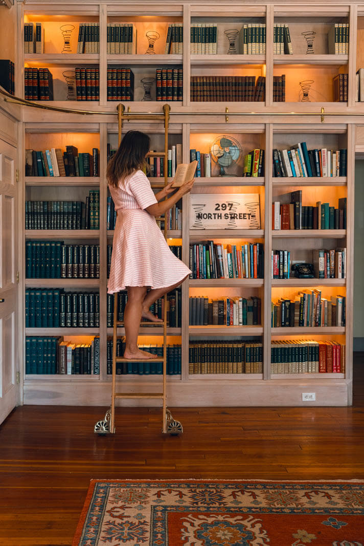 Megan in the Library Room at Hotel on North in Pittsfield MA in the Berkshires