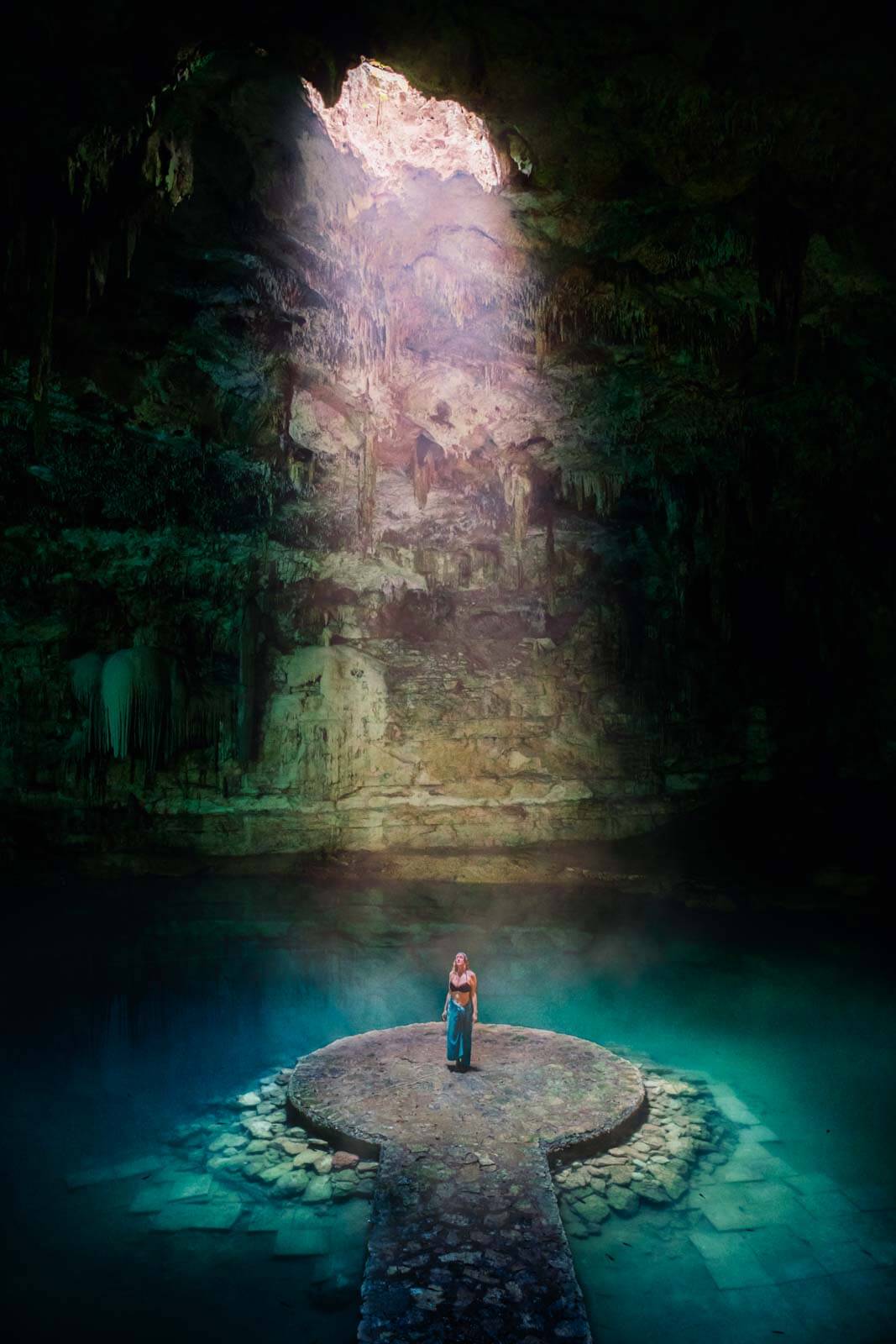 Megan in the Suytun Cenote in Valladolid