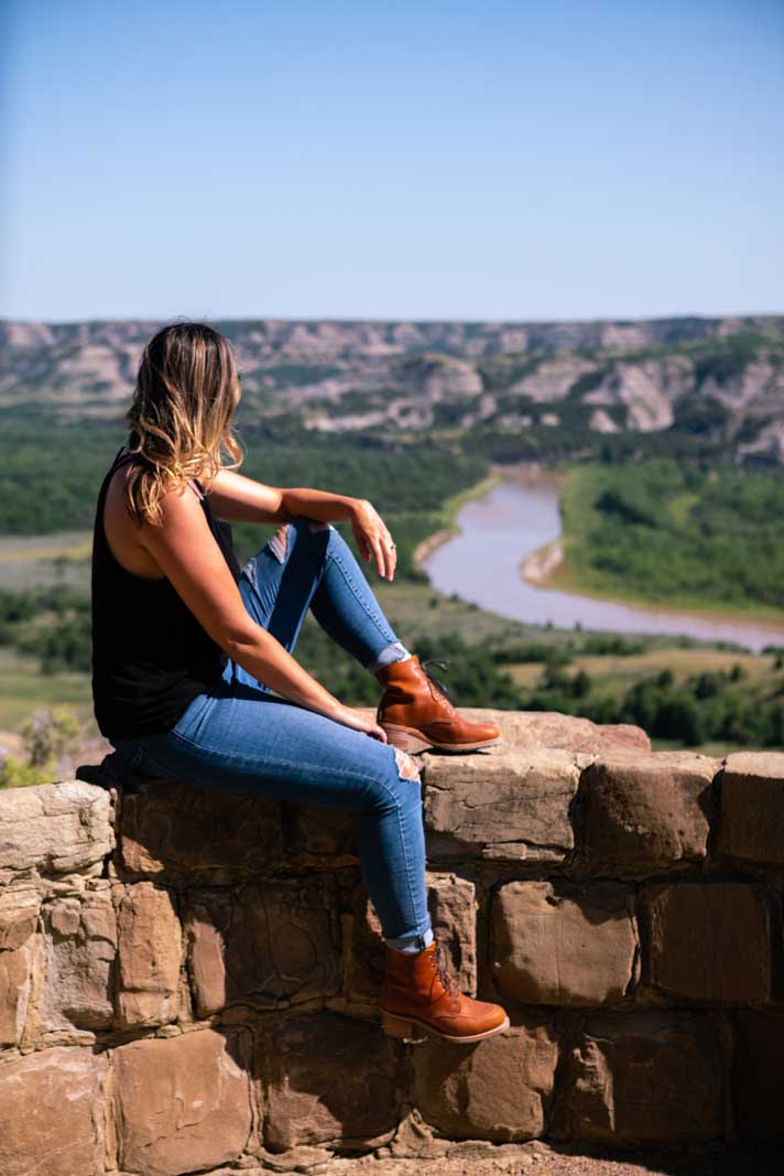 Megan looking at the view at Theodore Roosevelt National Park