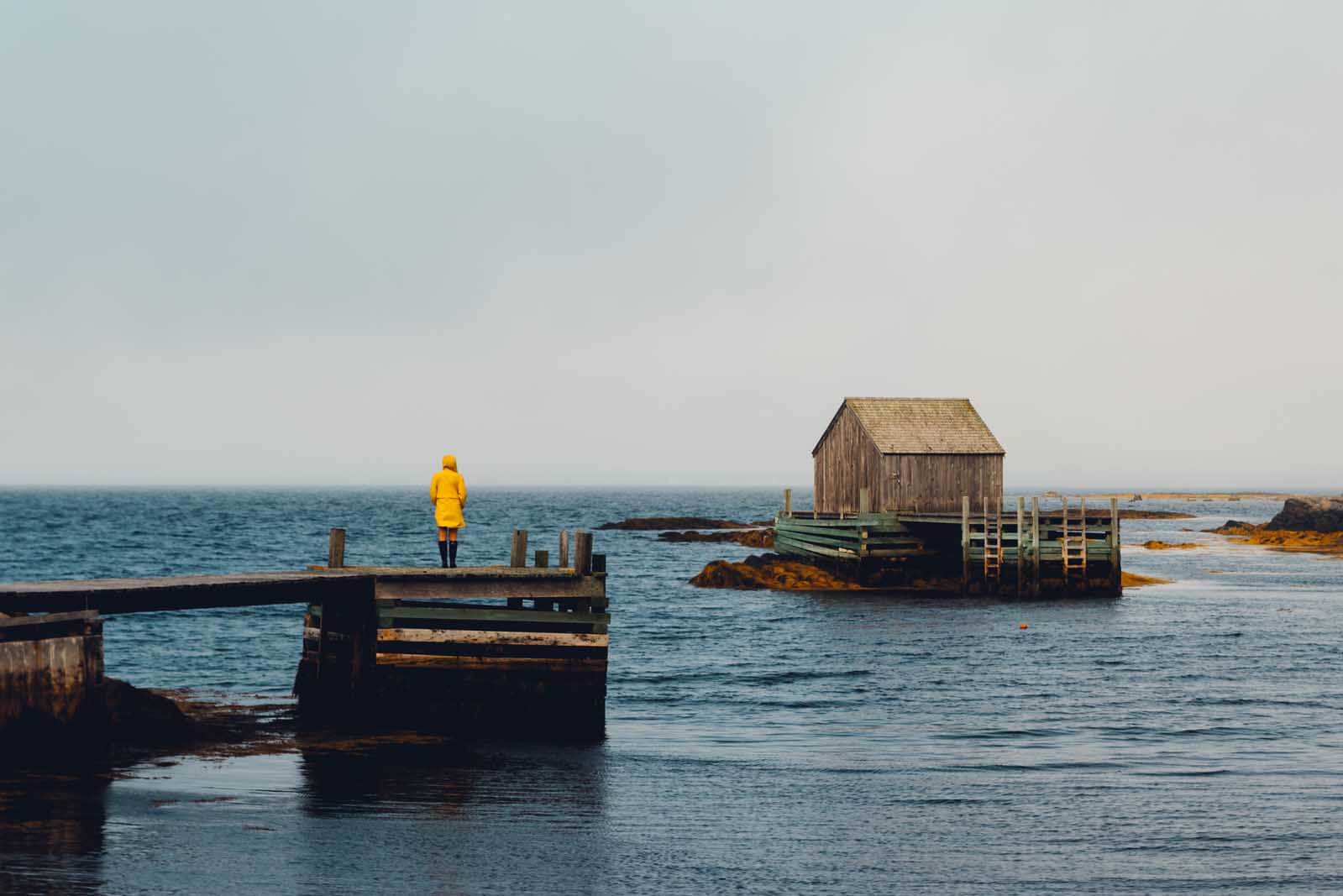 Megan in a pier in Blue Rocks Nova Scotia