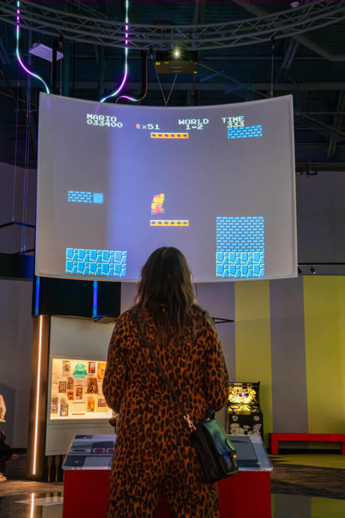 Megan playing Super Mario Bros at the Video Game Hall of Fame at the Strong Museum of Play in Rochester