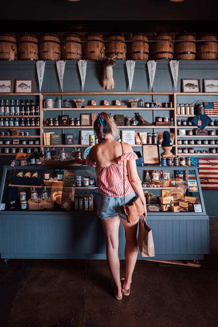 Megan shopping at Catskills Provisions Distillery in Callicoon New York