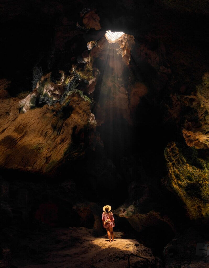Megan standing inside Hato Caves near Willemstad in Curacao