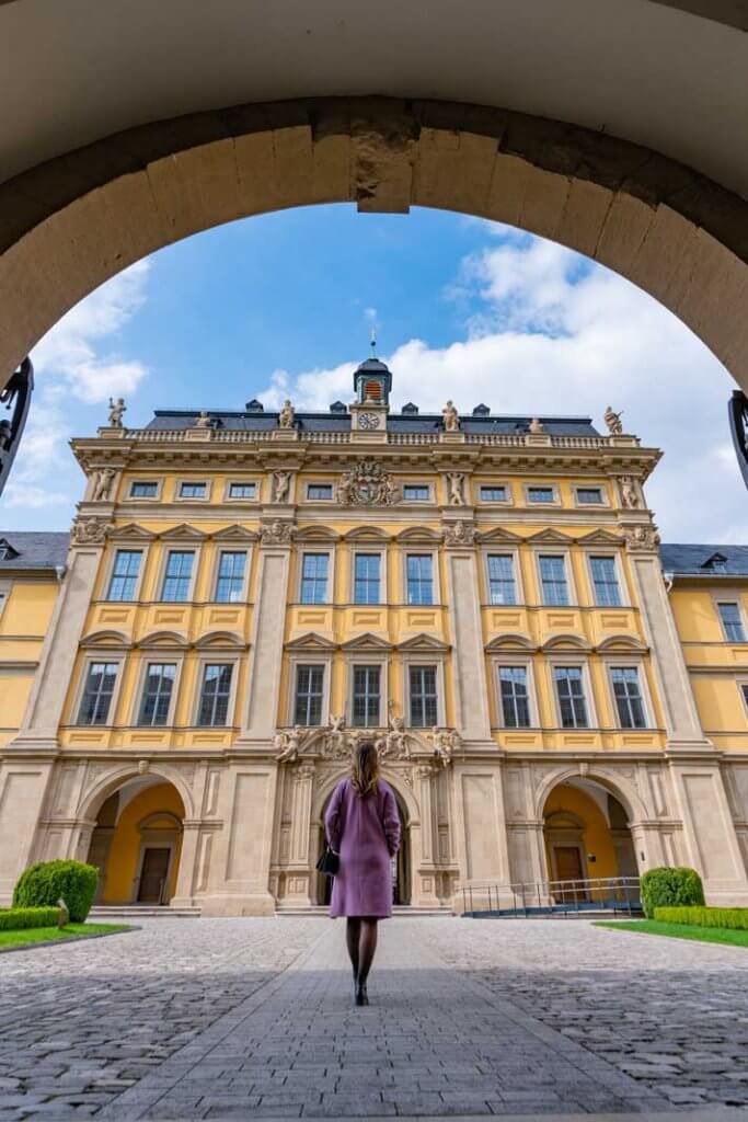 Megan walking around Juliuspital in Wurzburg Germany