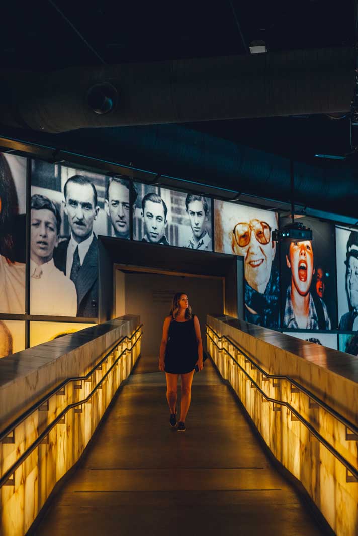 Megan walking through the Canadian Museum of Human Rights