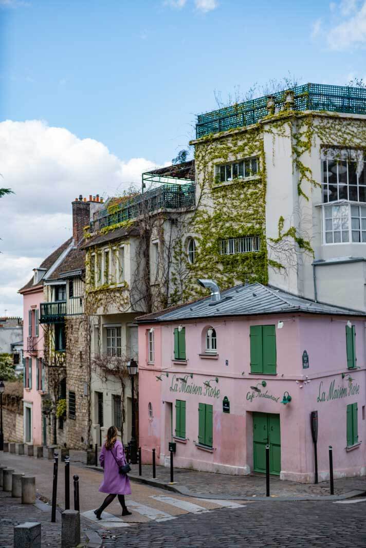 Megan walking to la maison rose in Montmartre Paris