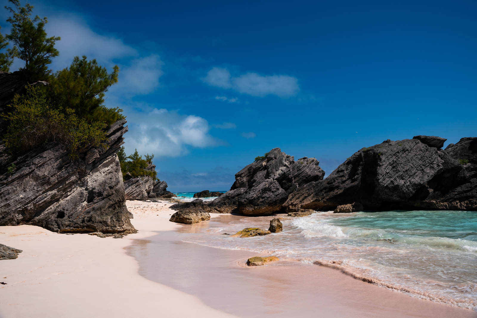 Middle beach along South Shore Park pink sand beaches in Bermuda