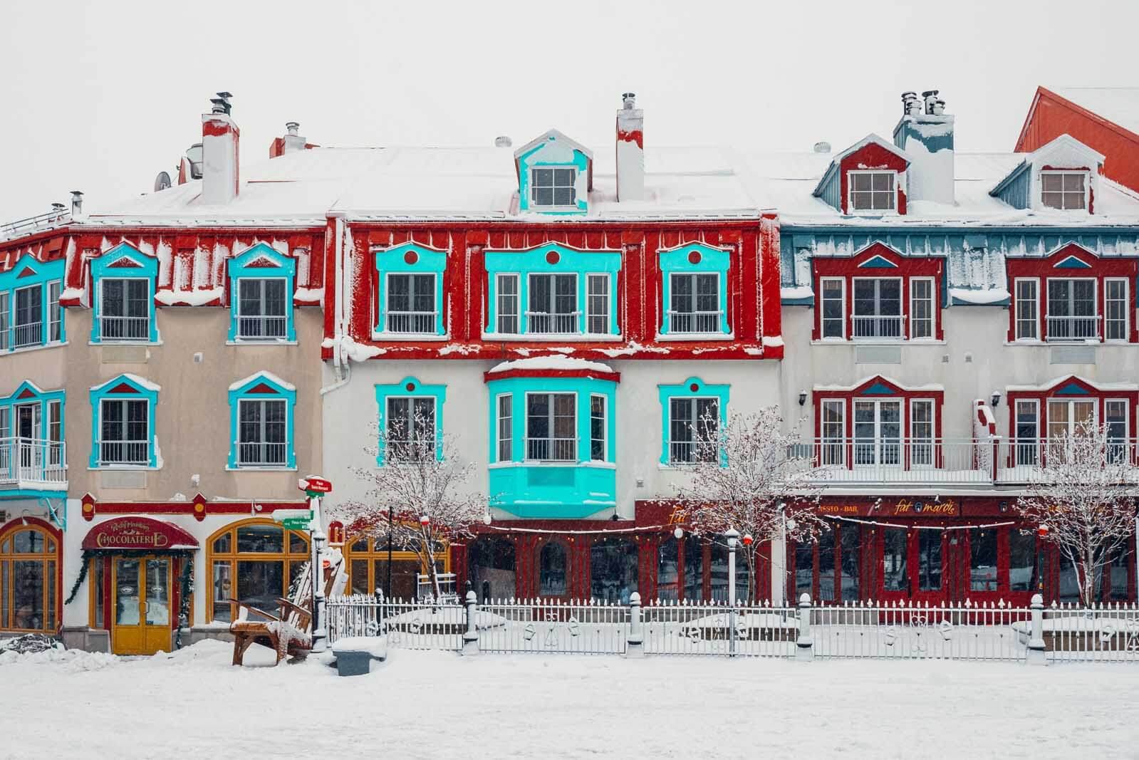 Mont Tremblant in winter snowing in the village