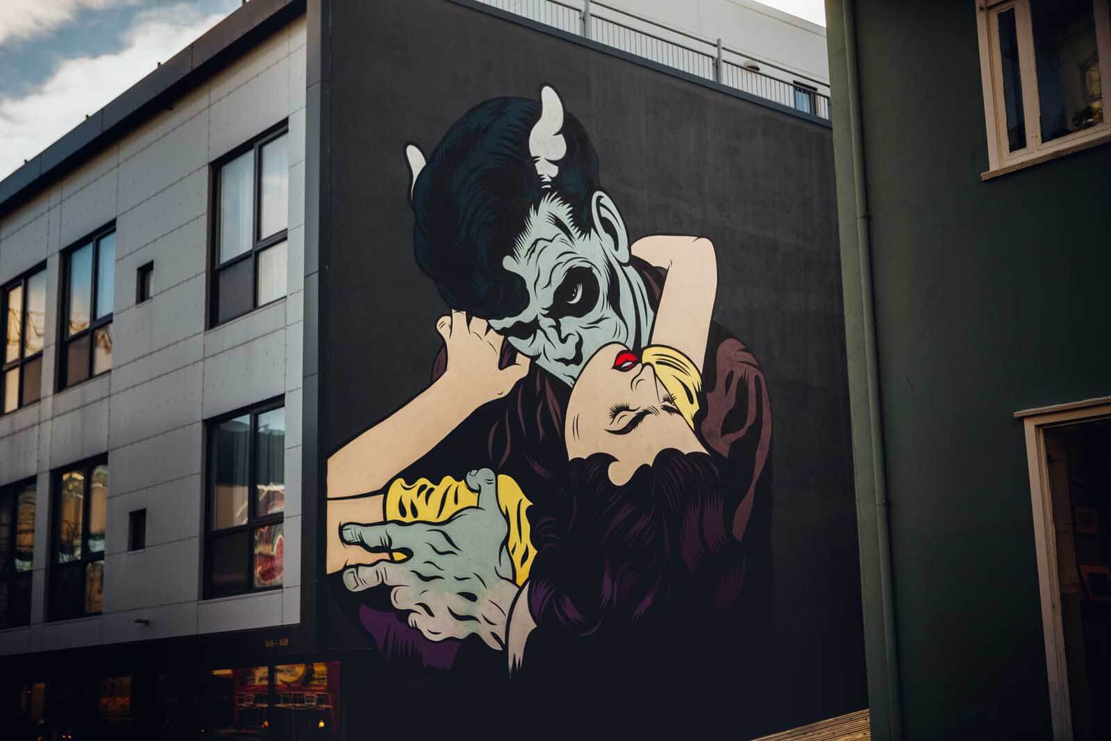 Street Art vampire mural in Reykjavik