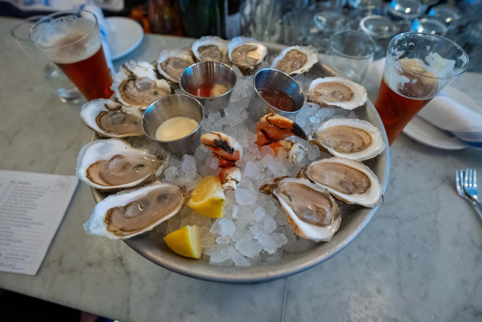 Neptunes Oyster Bar Oyster platter in North End of Boston